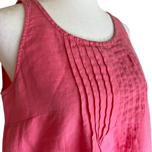 Garnet Hill Linen Dress Size 4 100% Linen Pink Pleated Sheath Sleeveless - Picture 5 of 8